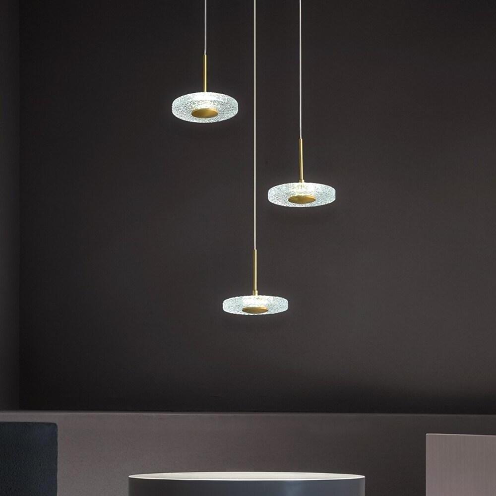 Circular Acrylic Copper LED Gold Glass Mini Pendant Lights Hanging Ceiling Lights