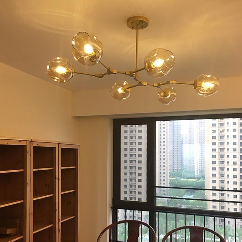 Nordic Contemporary Molecule Chandelier for Living Room Blown Glass Chandeliers 6 Bulbs
