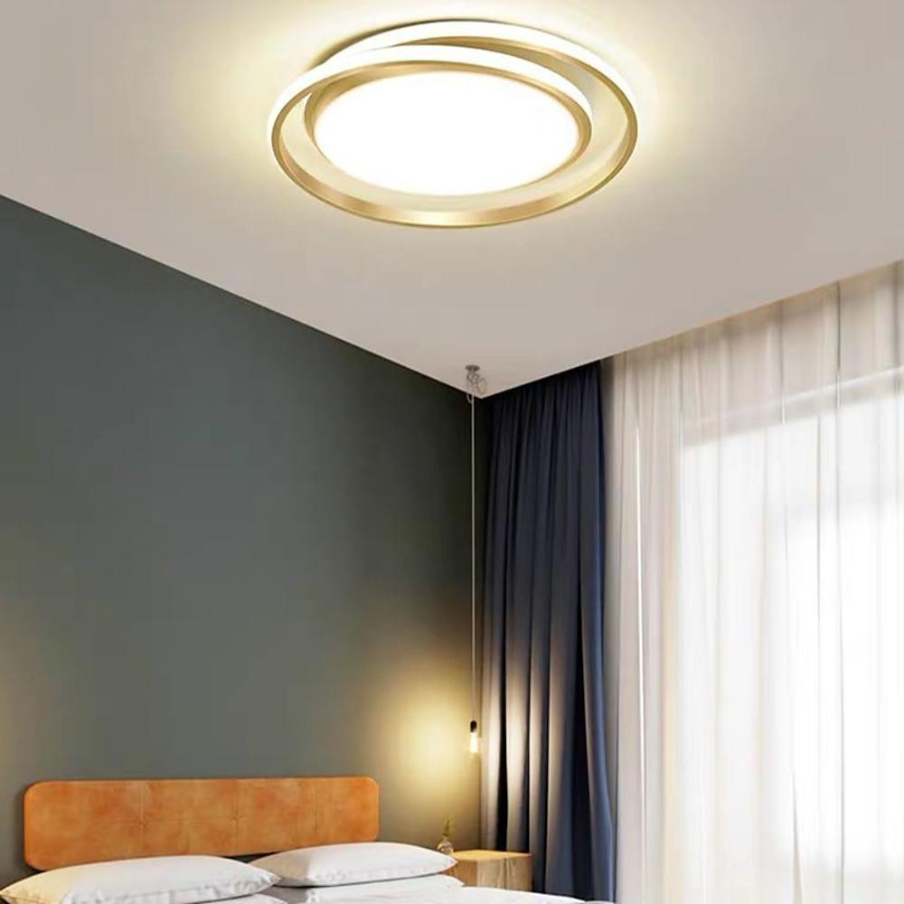 Creative Circular LED Modern Black Gold Flush Mount Ceiling Lighting for Bedroom