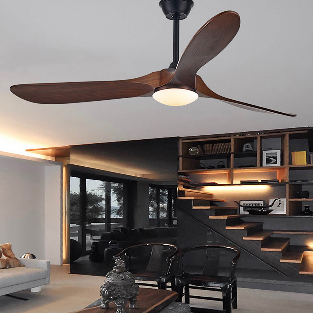 [Open-Box]Retro Solid Wood Frequency Conversion Silent Dimming Ceiling Fan with Lights