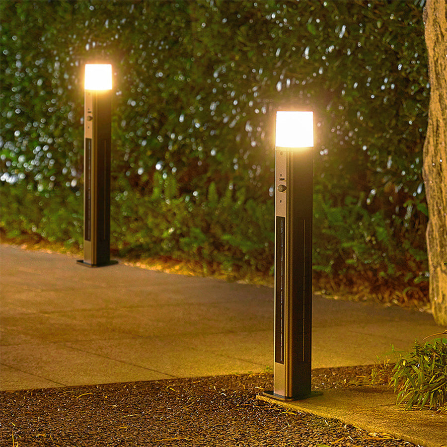 Motion Sensor Black Exterior Bollard Lighting Solar Path Lights
