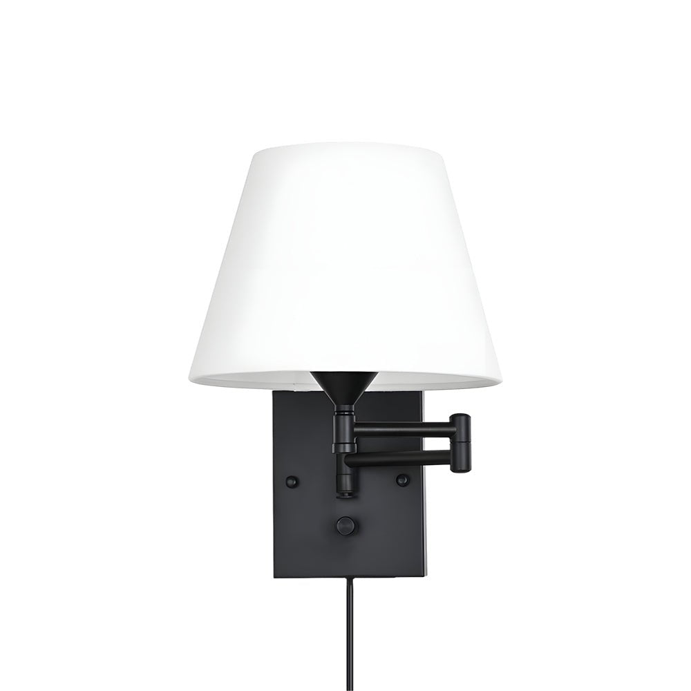 American style Swing Arm Wall Lamp with Fabric Shade Iron Light
