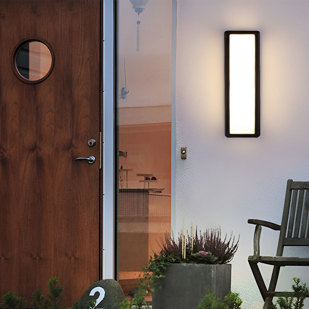 [Open-Box] White Rectangle LED Waterproof Motion Sensor Black Modern Wall Sconce Lighting