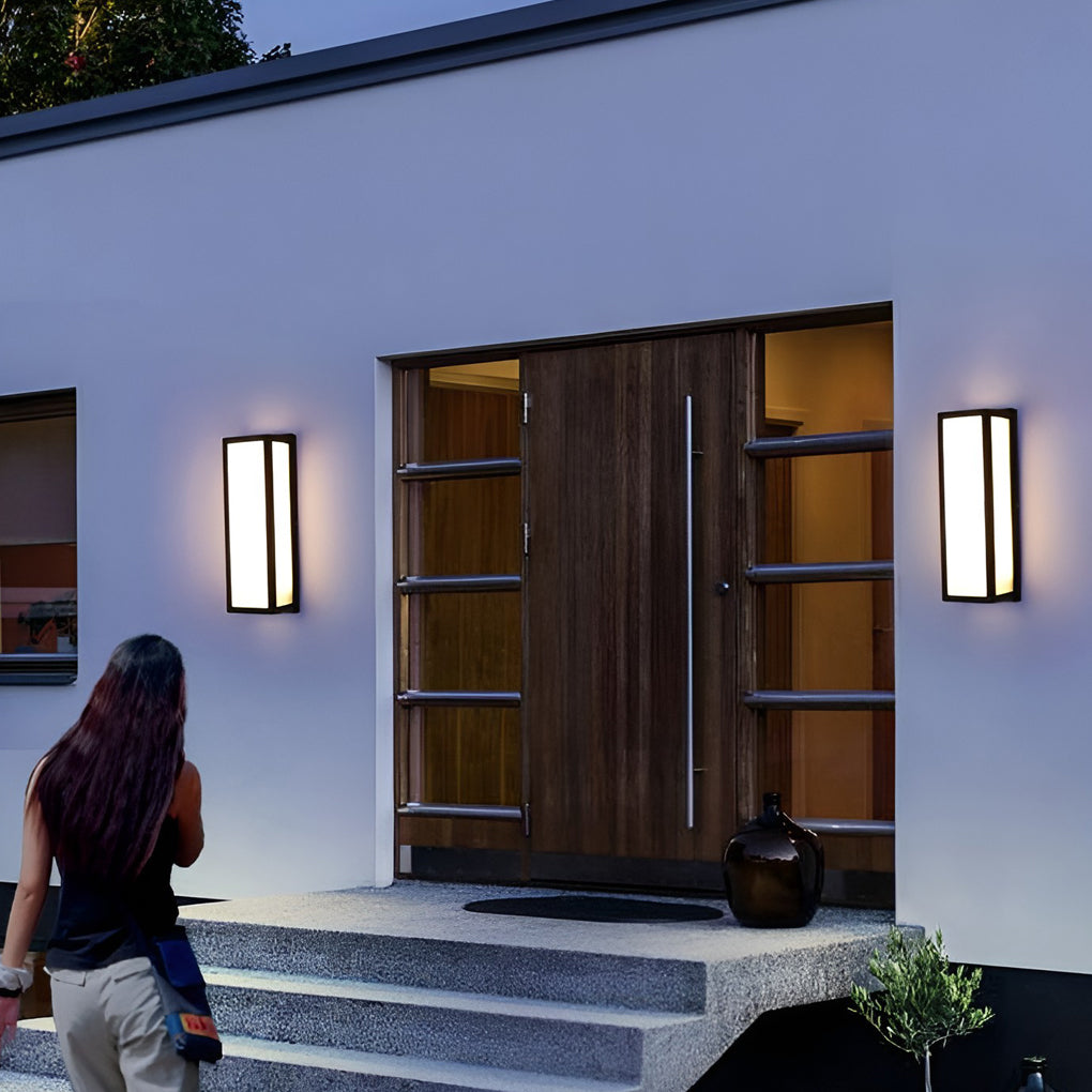 [Open-Box] Warm White Rectangle LED Waterproof Motion Sensor Black Modern Wall Sconce Lighting