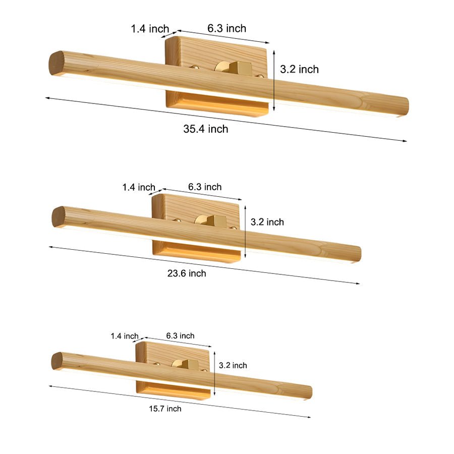[Open-Box] 15''/23''/35'' Bathroom Vanity Light with Rotatable Wood LED Fixture
