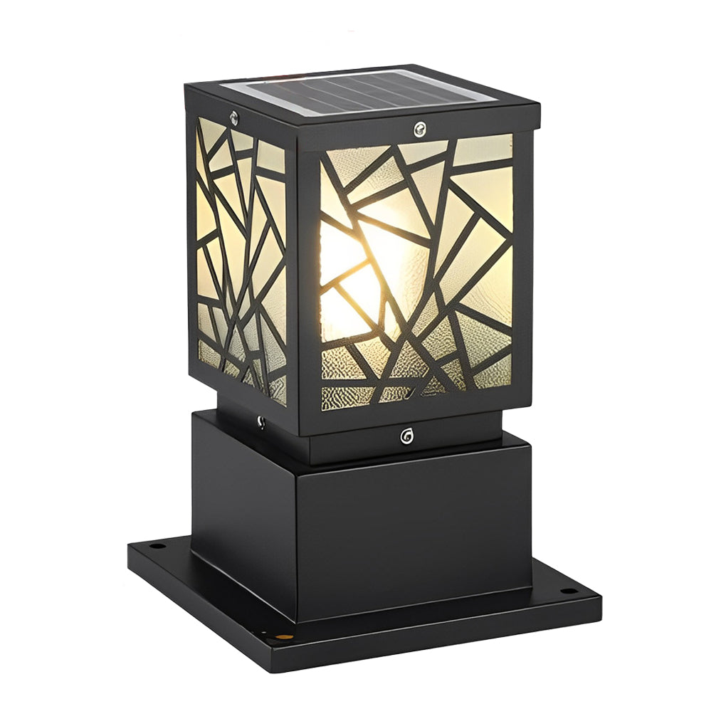 Modern Solar LED Path Lights Black Waterproof Outdoor Lawn Bollard Lights