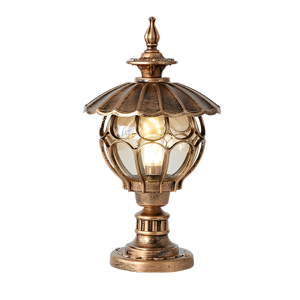 Dusk to Dawn Pillar Lights European Floral Globe Glass Light