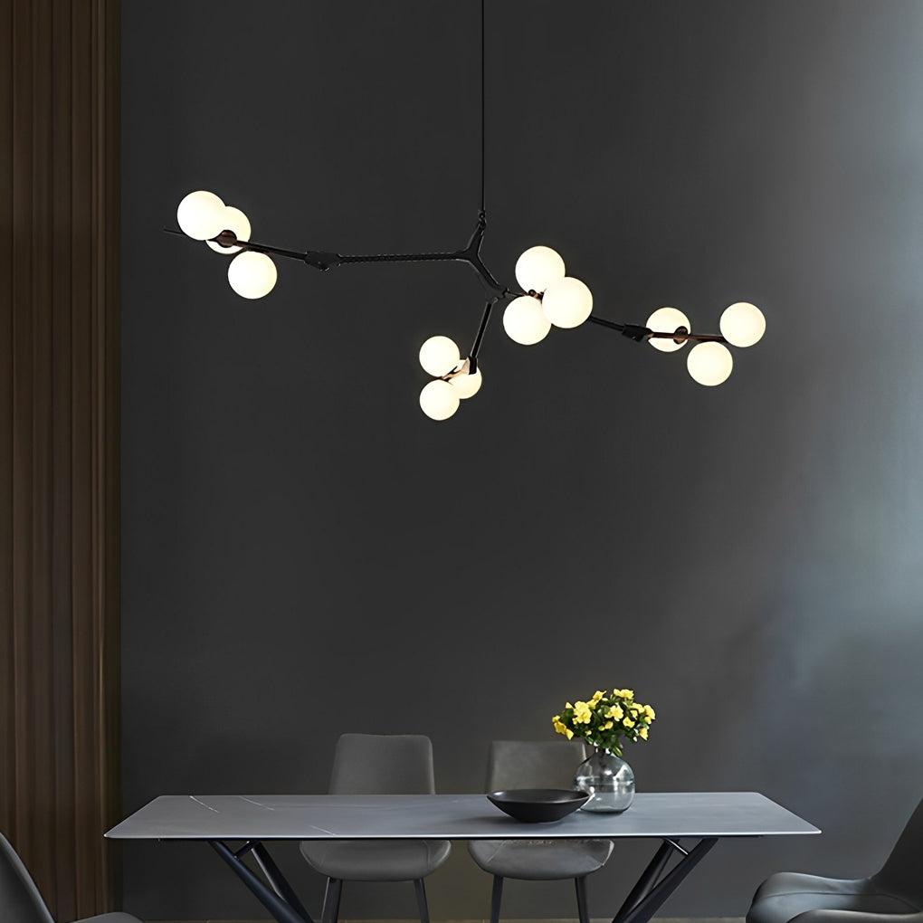 Nordic Style Modern Minimalist Cluster Metal Glass Chandelier – Black & Gold Fixture