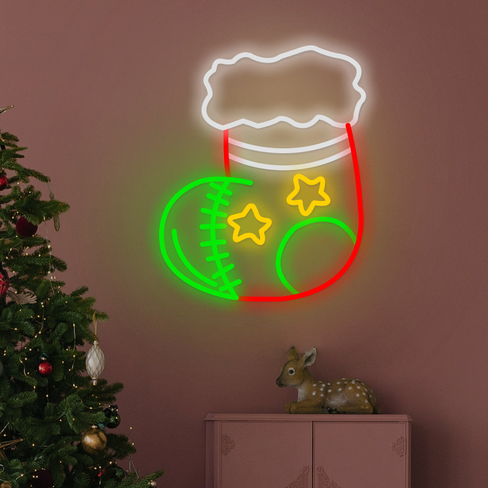1 Piece Christmas Socks Decor Acrylic Artwork LED Neon Signs Lights