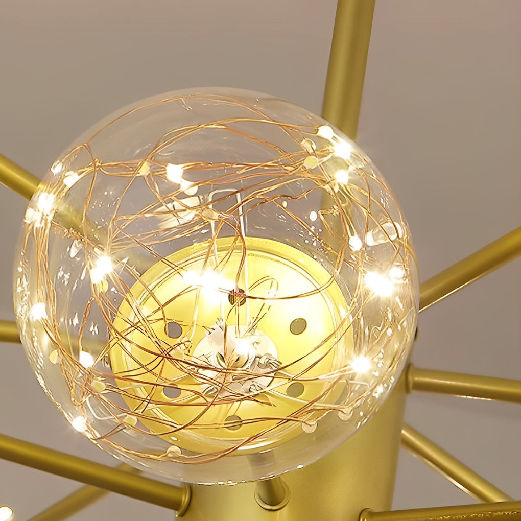 6-light LED Glass and Gold Chandelier Kitchen Pendant Lighting