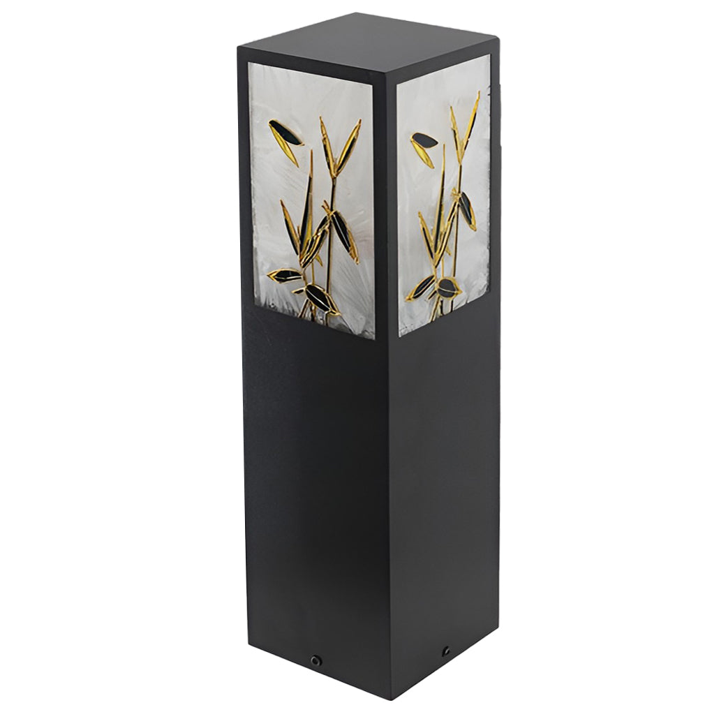Vintage Square Solar LED Path Light Artistic Floral Landscape Bollard Lights