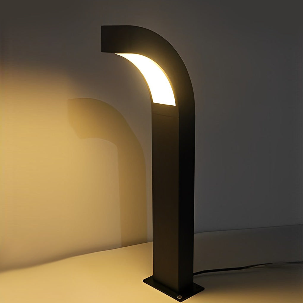 Curved LED Landscape Lighting Minimalist Black Outdoor Path Lighting