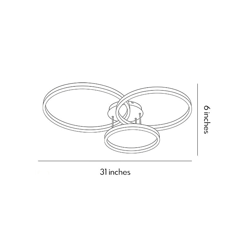3 Ring LED Ceiling Light Minimalist Style Metal Light