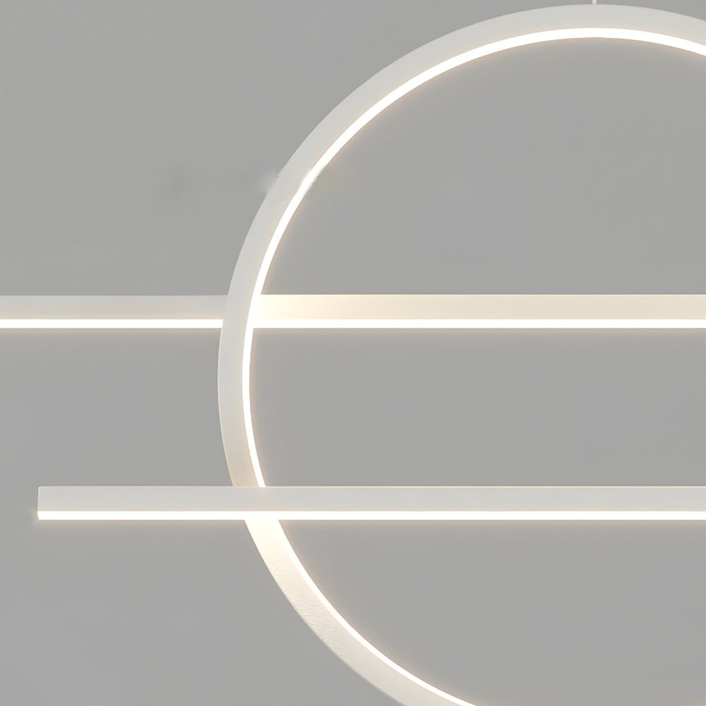 [Open-Box] 39.4'' Dimmable Ring Linear LED Island Chandeliers for Dining Room, Black/White