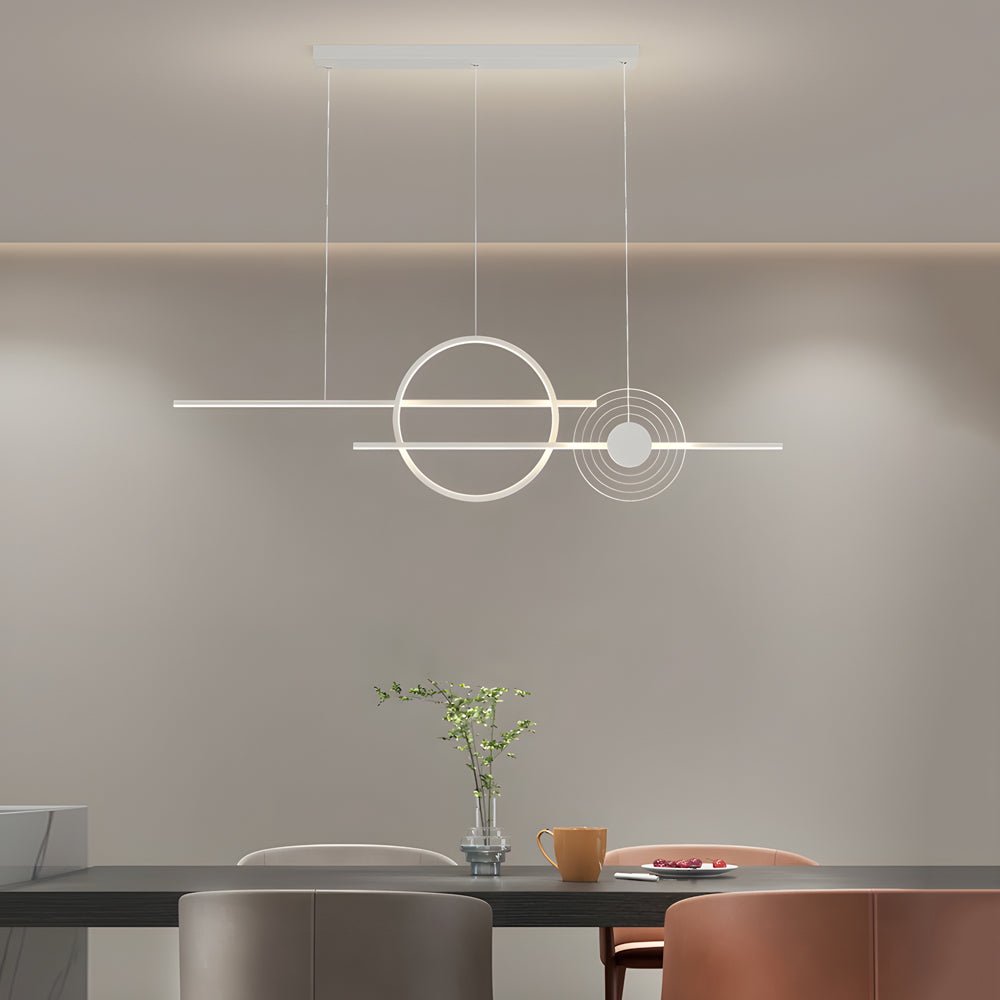 [Open-Box] 39.4'' Dimmable Ring Linear LED Island Chandeliers for Dining Room, Black/White