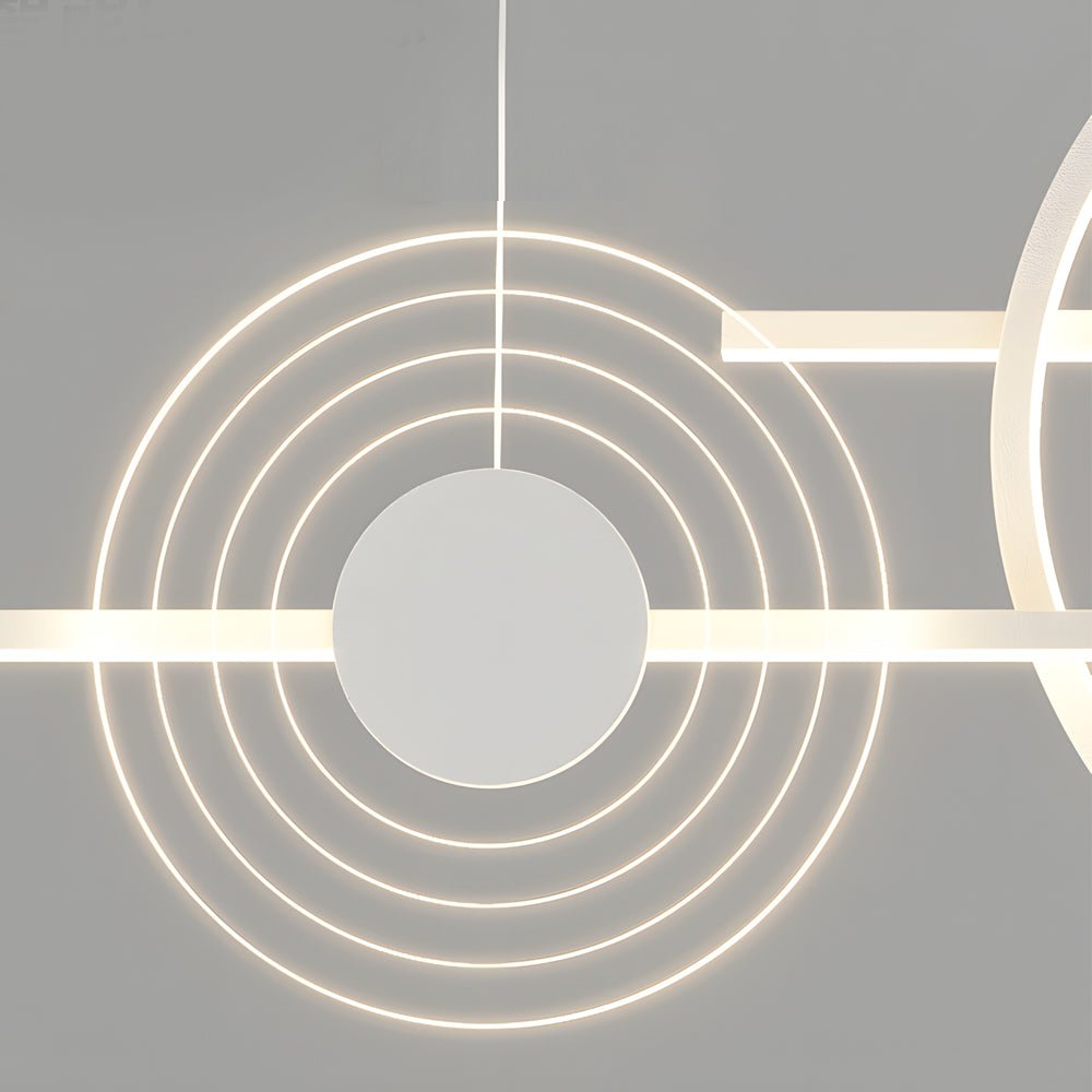 [Open-Box] 39.4'' Dimmable Ring Linear LED Island Chandeliers for Dining Room, Black/White