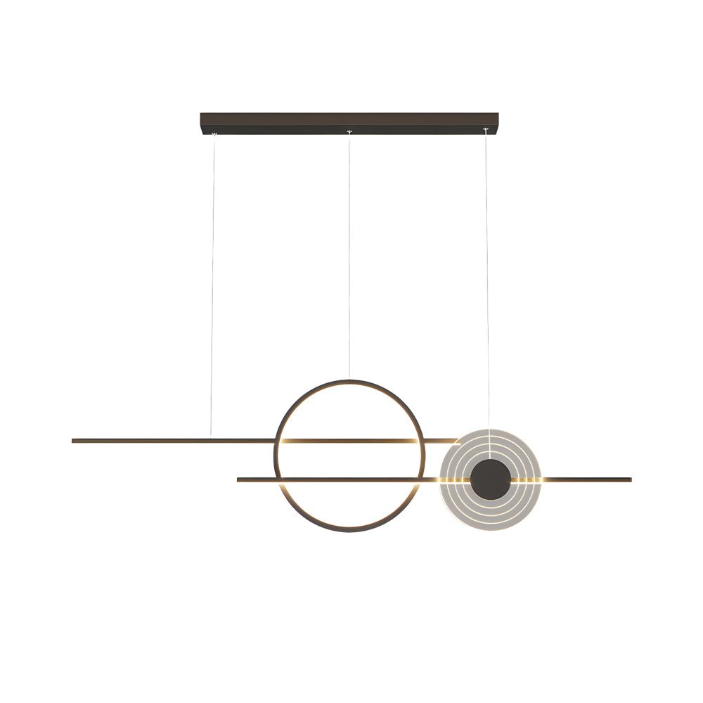 [Open-Box] 39.4'' Dimmable Ring Linear LED Island Chandeliers for Dining Room, Black/White