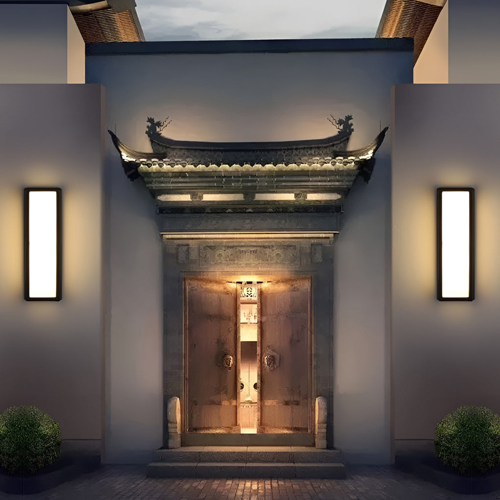 [Open-Box] White Rectangle LED Waterproof Motion Sensor Black Modern Wall Sconce Lighting