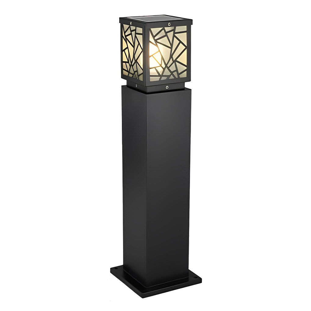 Modern Solar LED Path Lights Black Waterproof Outdoor Lawn Bollard Lights