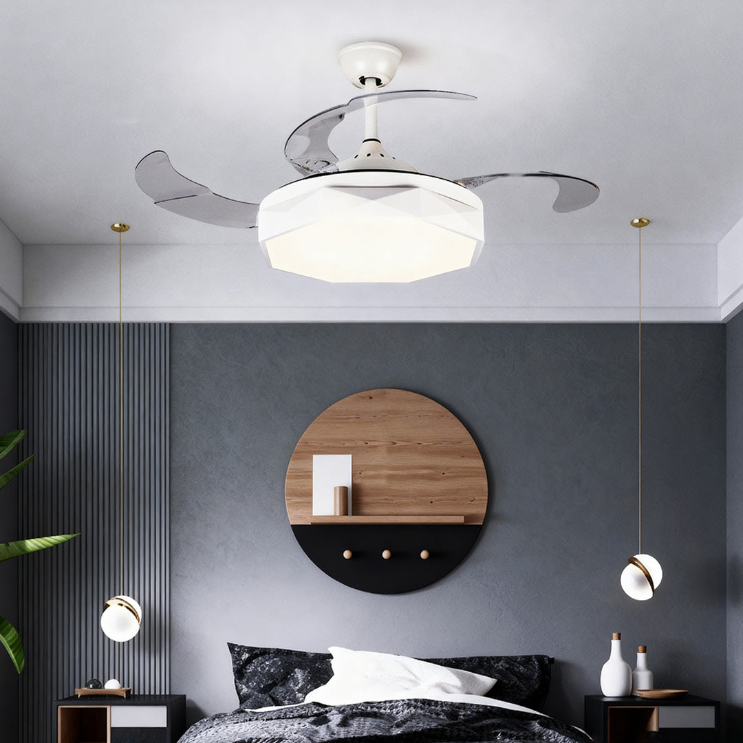 42 in Ceiling Fan with Light White ABS Blades and Acrylic Shade Light