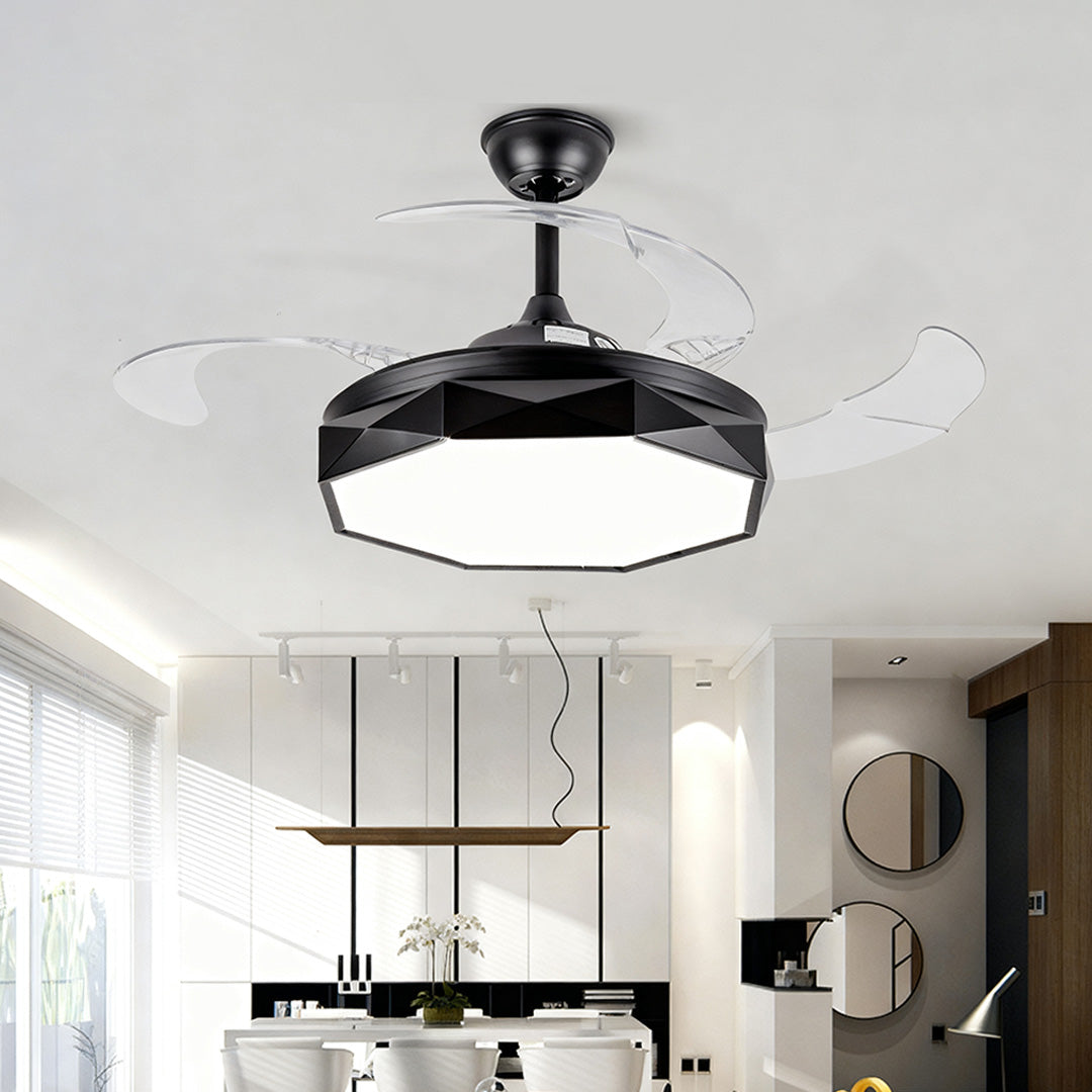 42 in Ceiling Fan with Light White ABS Blades and Acrylic Shade Light