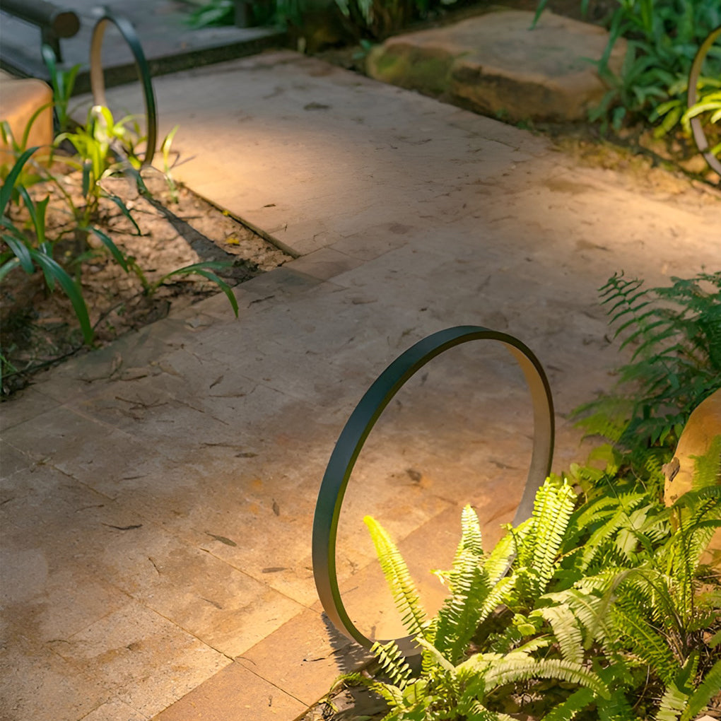 Elegant Circular COB Pathway Light Modern Black Ring Design