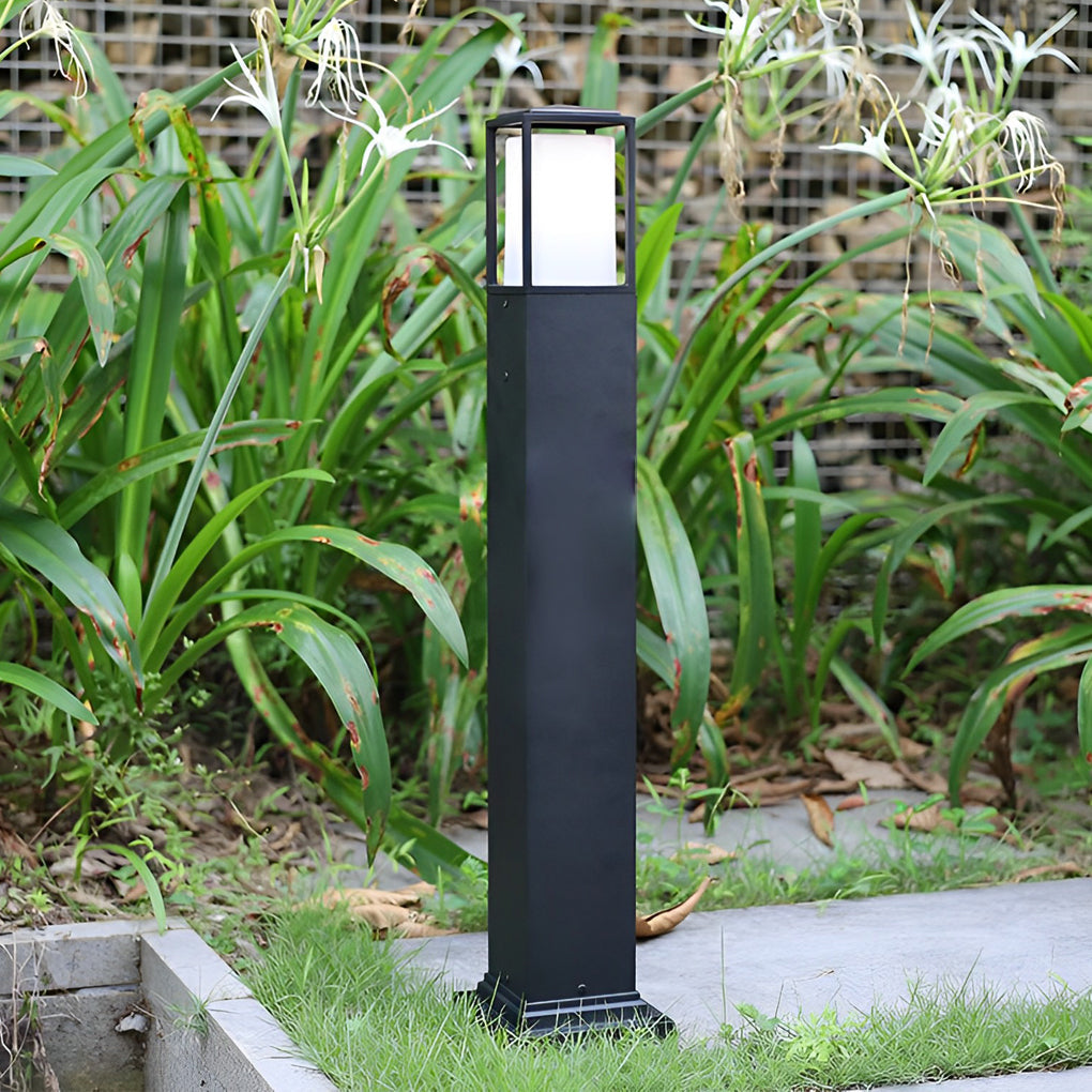 31.49 Inch High Black Aluminum Bollard Path Lights Elegant Square Outdoor Lighting