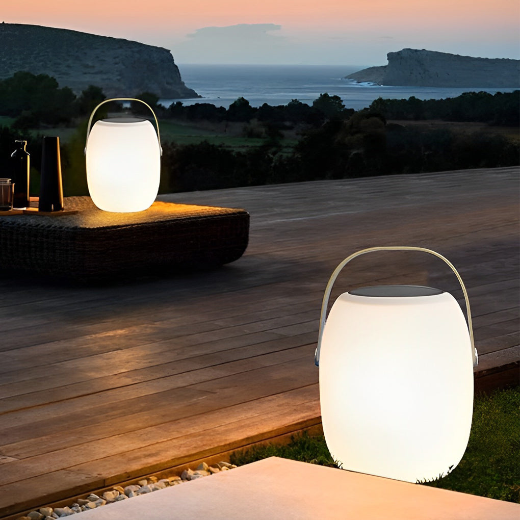 Portable Lantern Shaped Waterproof Chargable Solar Table Lamp with Remote