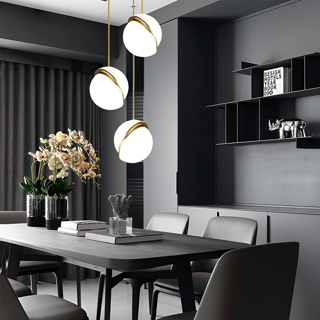 Round Creative Electroplated Acrylic Iron White Nordic Pendant Lights