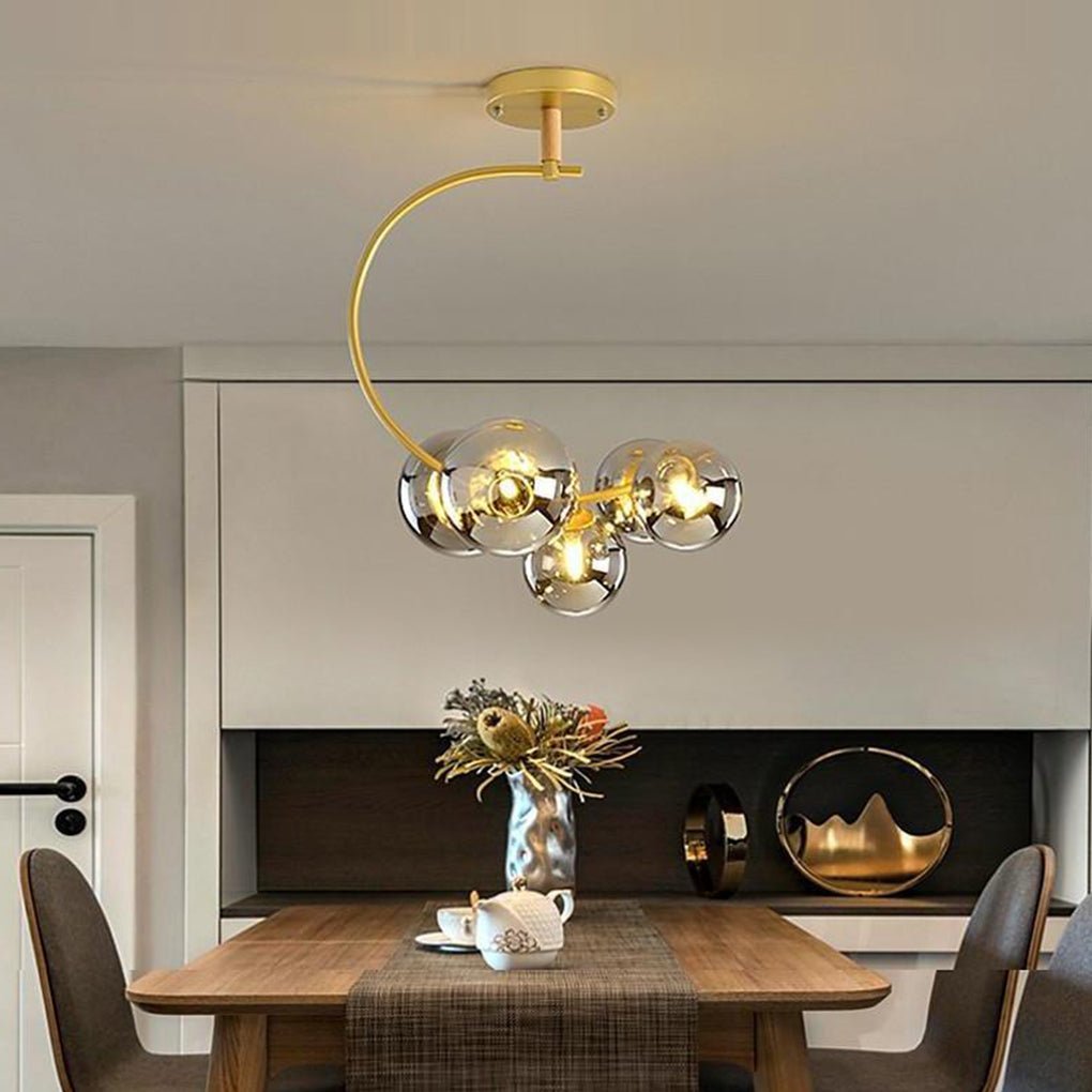 Nordic Style 5-Lights Cluster Globe Chandelier Gold and Black Ceiling Lights
