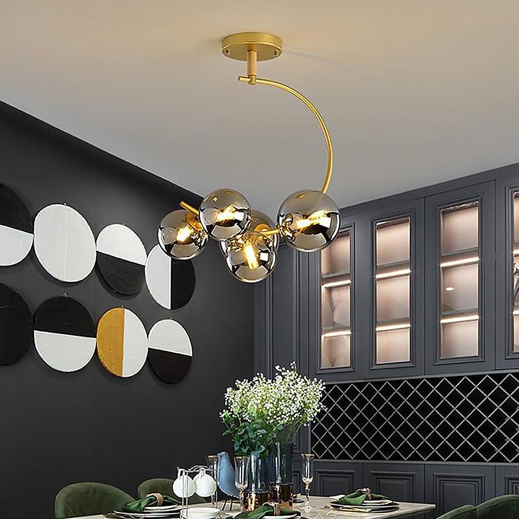 Nordic Style 5-Lights Cluster Globe Chandelier Gold and Black Ceiling Lights