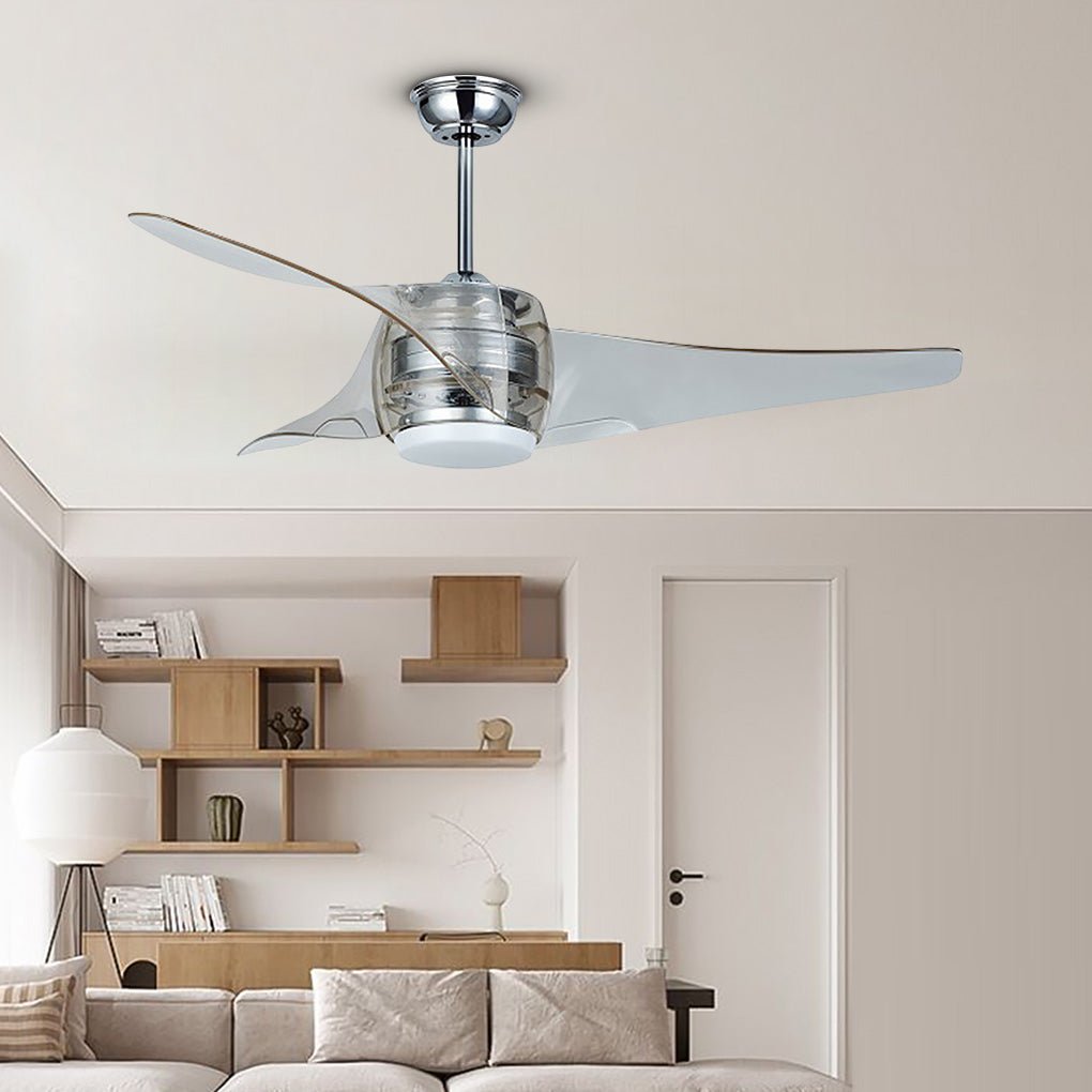 52 Inches Minimalist LED Single Lamp Remote Control Integrated Ceiling Fan Chandelier