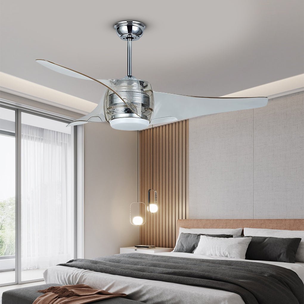 52 Inches Minimalist LED Single Lamp Remote Control Integrated Ceiling Fan Chandelier