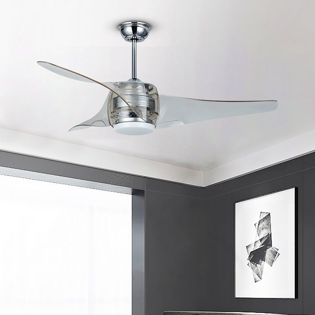 52 Inches Minimalist LED Single Lamp Remote Control Integrated Ceiling Fan Chandelier