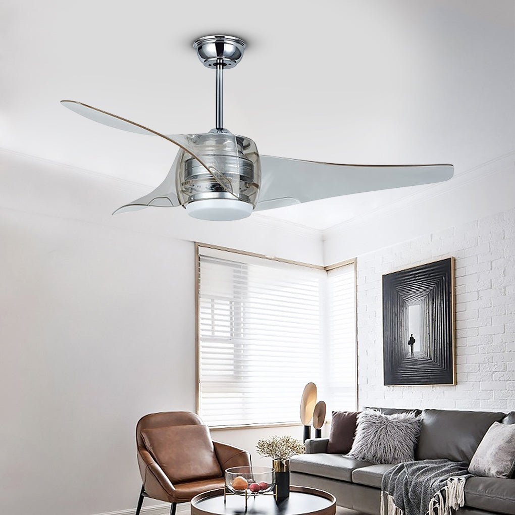 52 Inches Minimalist LED Single Lamp Remote Control Integrated Ceiling Fan Chandelier