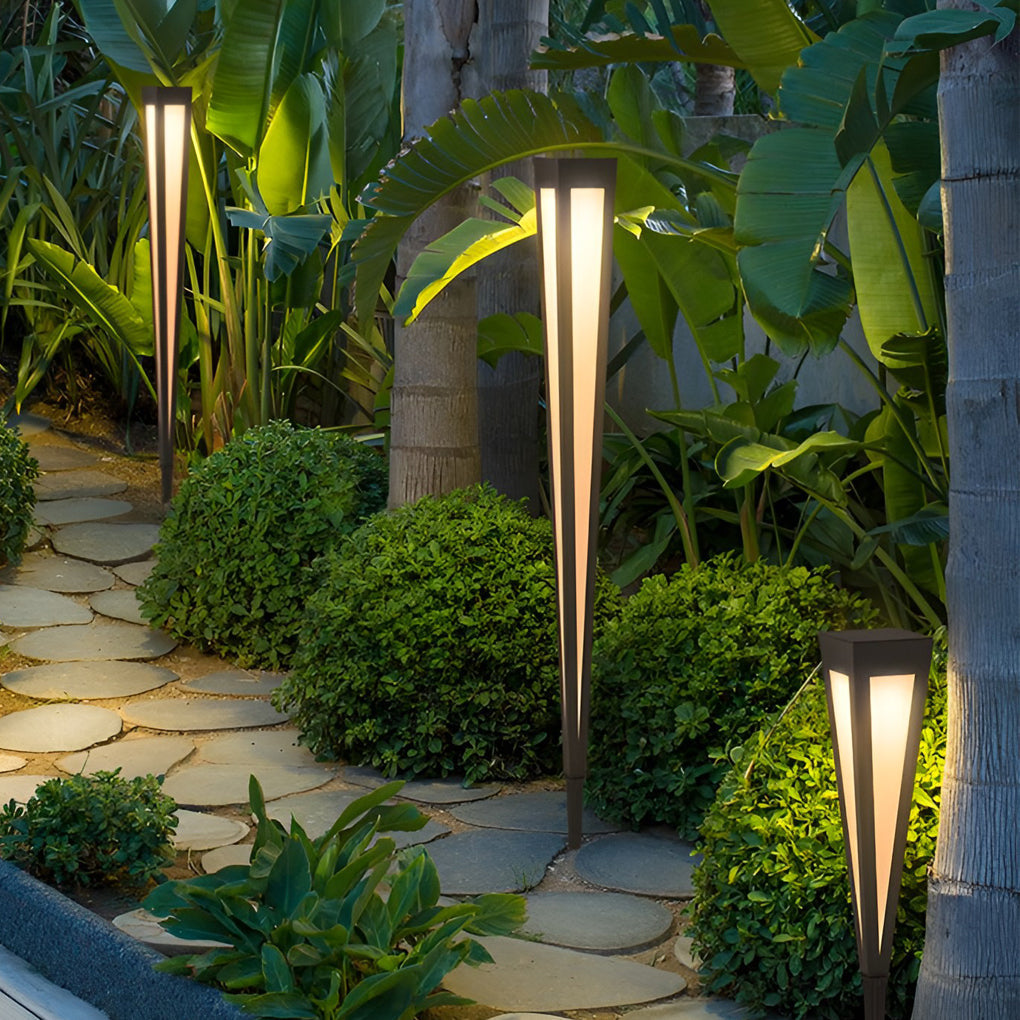 Adjustable RGB Solar LED Pathway Light Square Top & Conical Base Outdoor Lawn Lighting