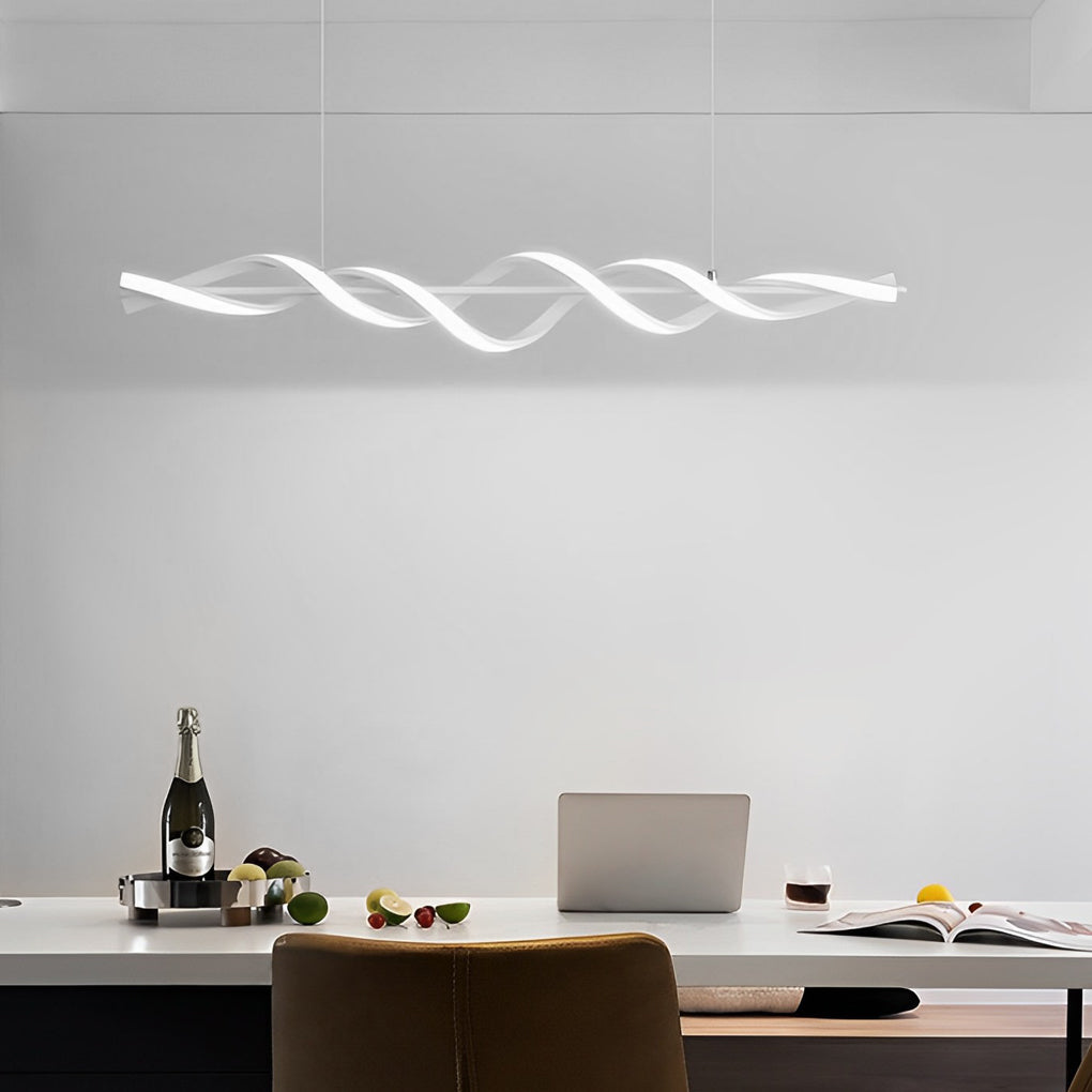Spiral Pendant Linear Hanging Chandelier White Modern Light