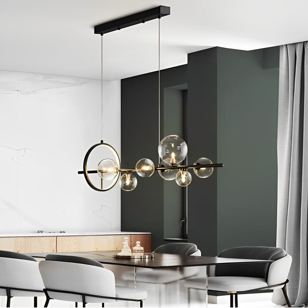 Circular Glass Bubbles LED Black Nordic Dining Room Chandeliers Light