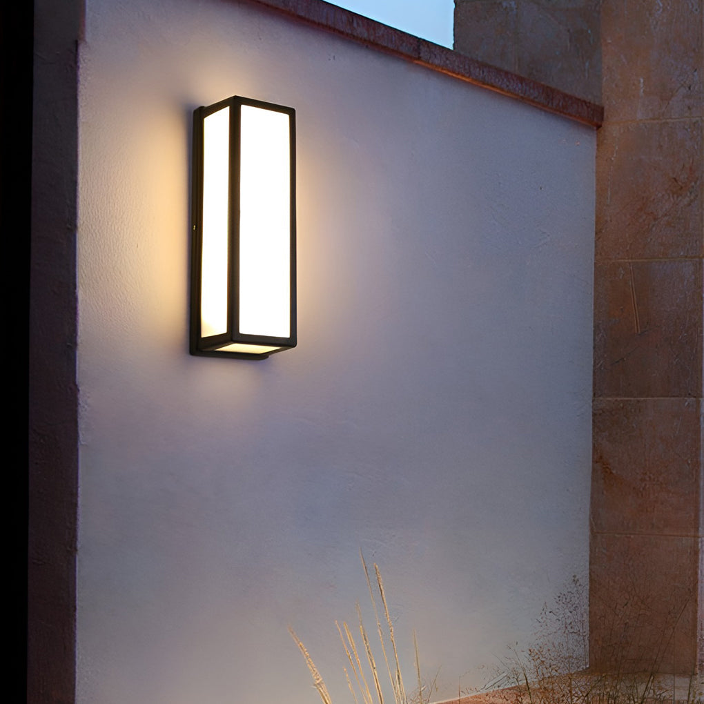 [Open-Box] White Rectangle LED Waterproof Motion Sensor Black Modern Wall Sconce Lighting