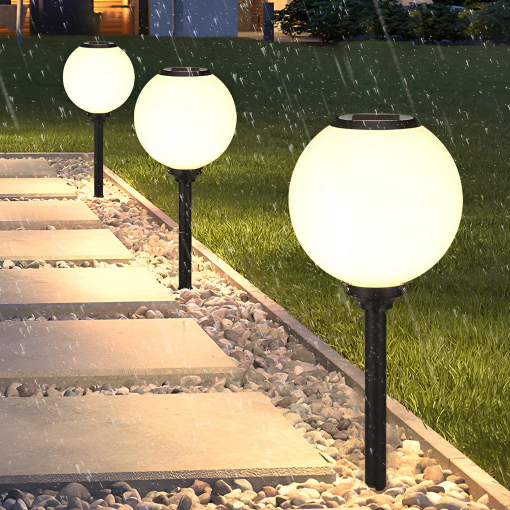 Adjustable Brightness LED Solar Pathway Lights Round Ball Design