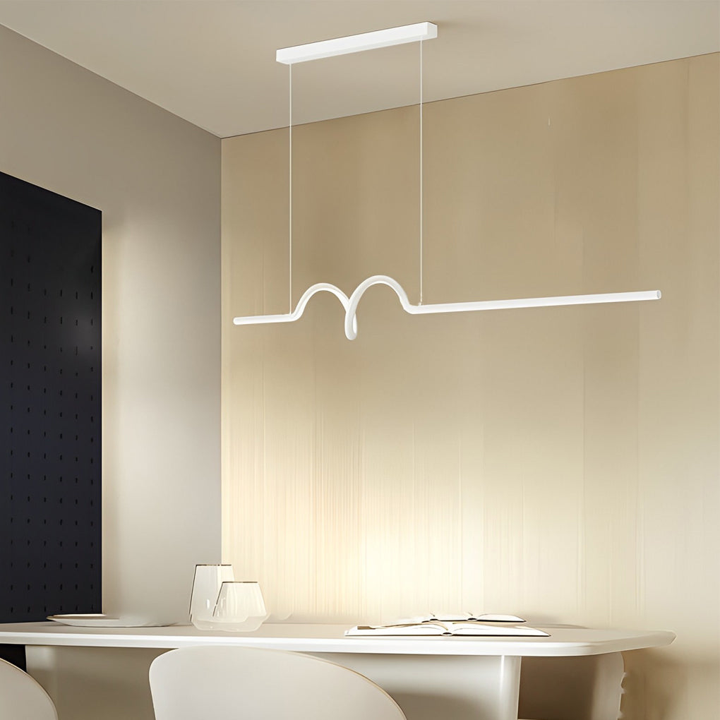 Creative Minimalist Wavy Stepless Dimming Nordic Chandeliers with LED Strip