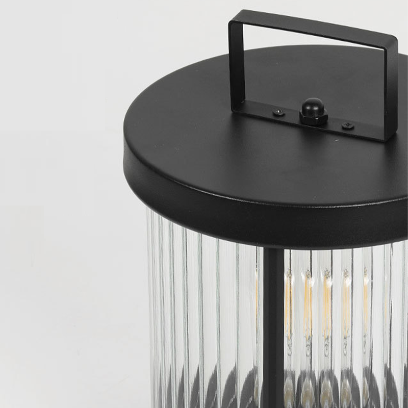 [Open-Box] Striped Glass Cylindrical Waterproof Portable Solar Outdoor Lanterns