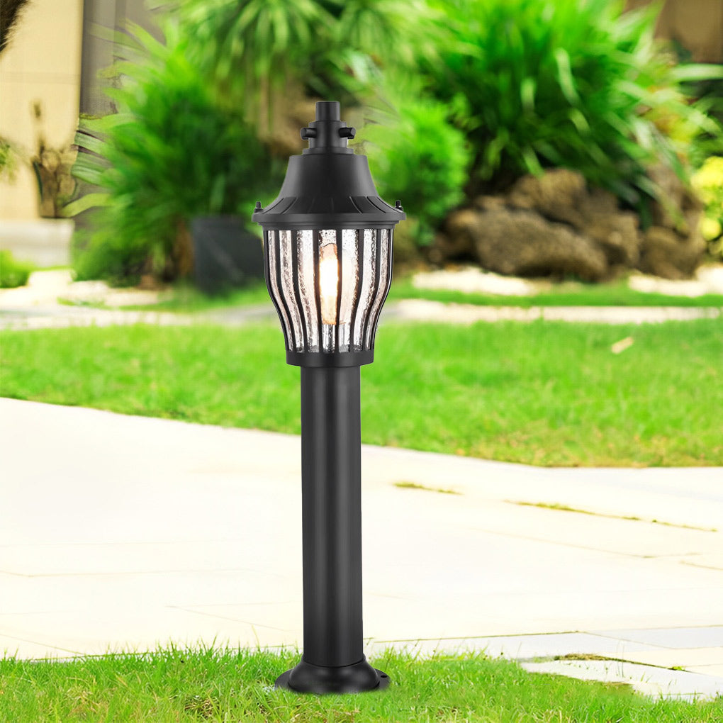 Hardwired Retro Aluminum Pathway Light with Caged Aluminum & PC Lampshade