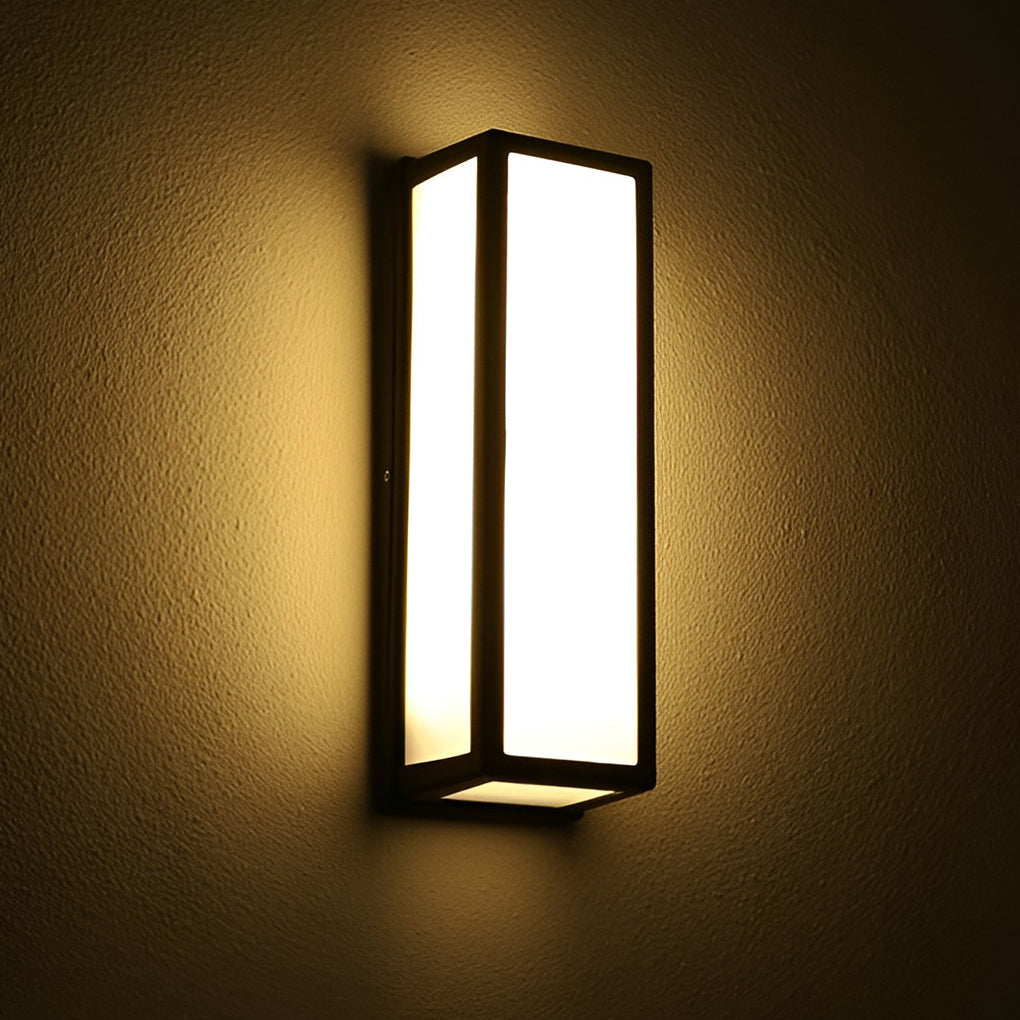 [Open-Box] White Rectangle LED Waterproof Motion Sensor Black Modern Wall Sconce Lighting