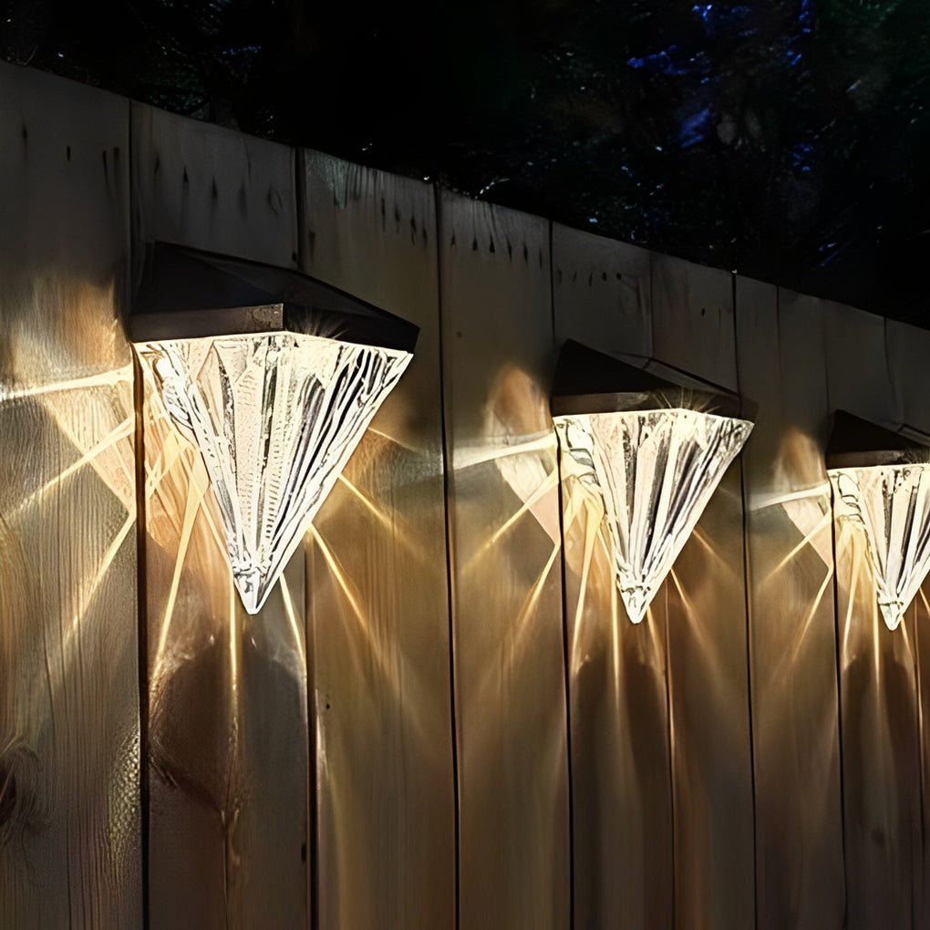 2PCS LED Waterproof Black Solar Wall Lamp Outdoor Wall Lights Fixture