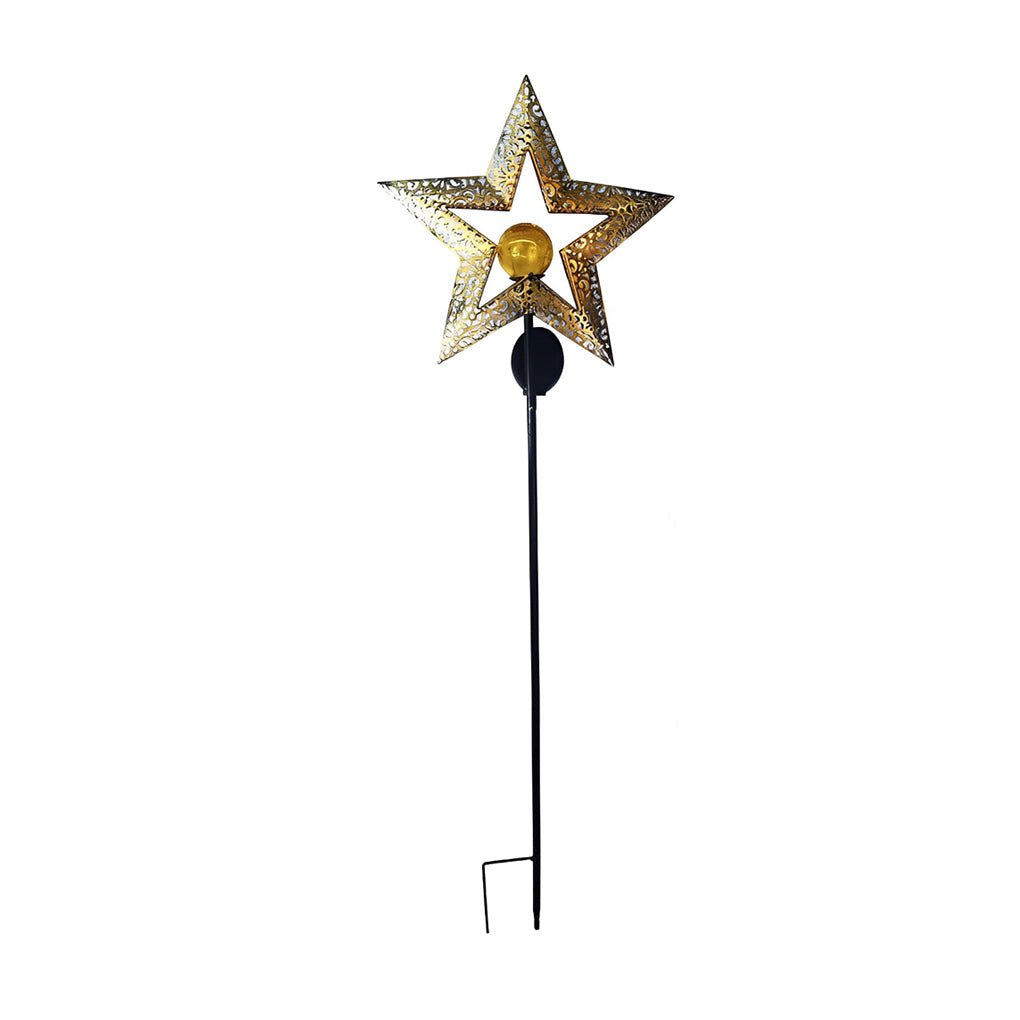 Mystical Moon & Sun Flame Iron Hollow Projector Solar Garden Light