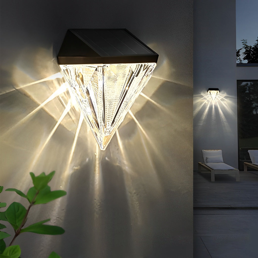 2PCS LED Waterproof Black Solar Wall Lamp Outdoor Wall Lights Fixture