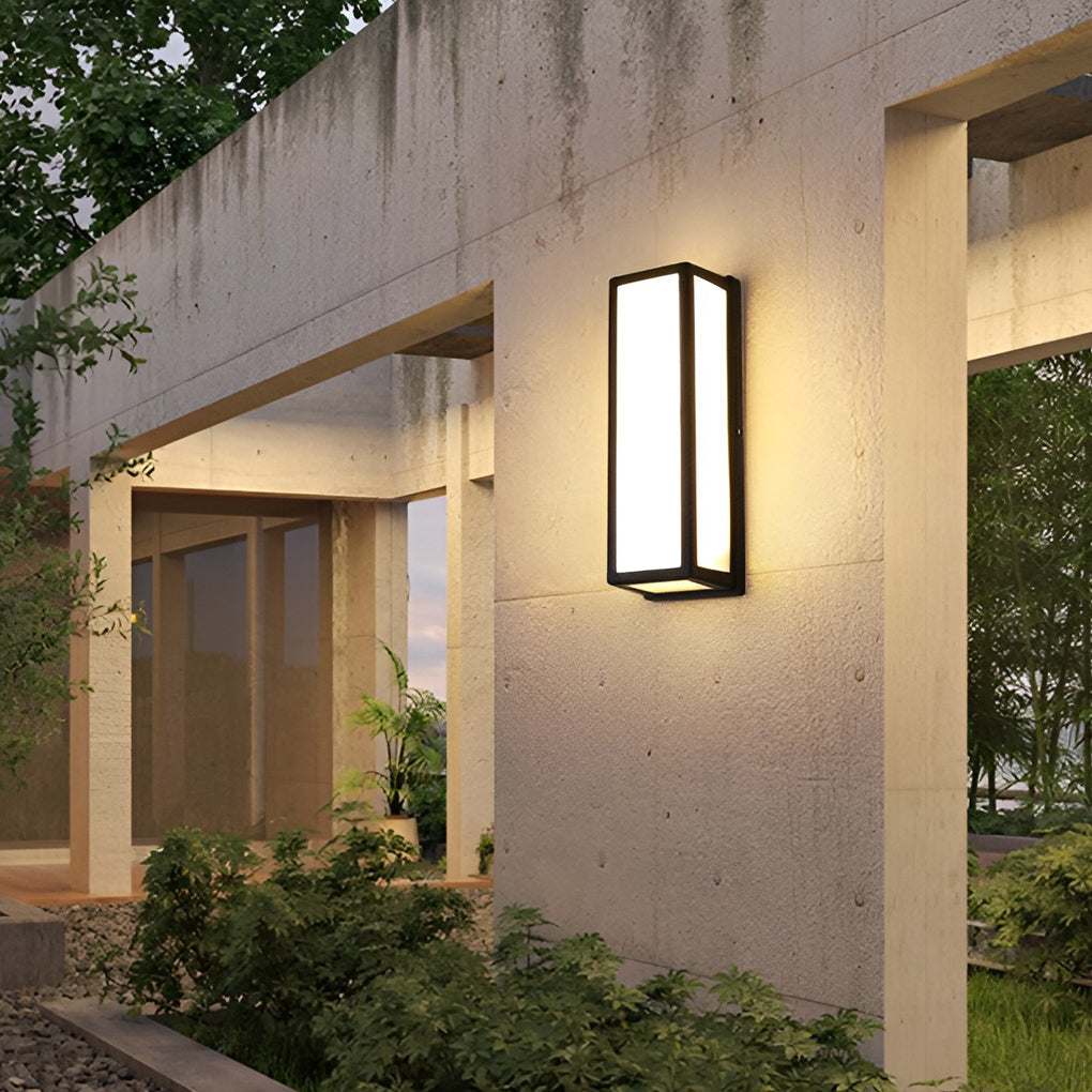 [Open-Box] White Rectangle LED Waterproof Motion Sensor Black Modern Wall Sconce Lighting