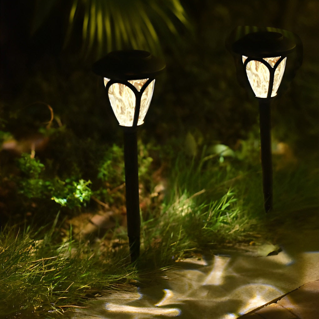 2-PCS Solar Lawn Lights Modern Black Smart LED Lights