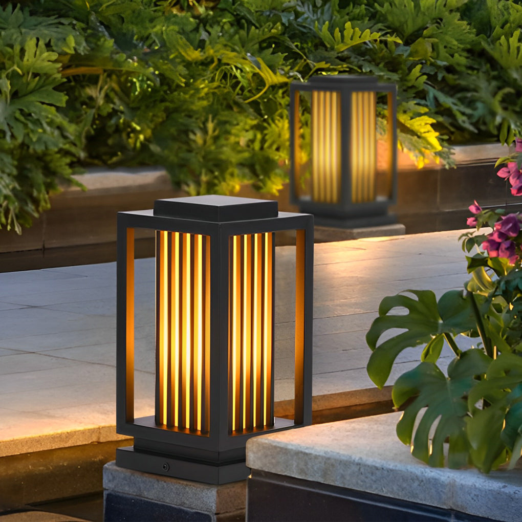 Modern Black LED Cage Pathway Lawn Lights